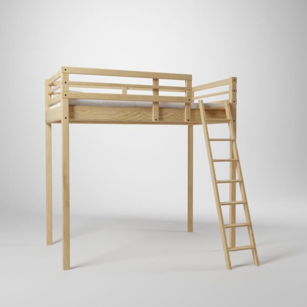 Lit surélevé Jeune Urbaine. Cette mezzanine de couchage 90x190cm est accessible par une échelle sécurisée.