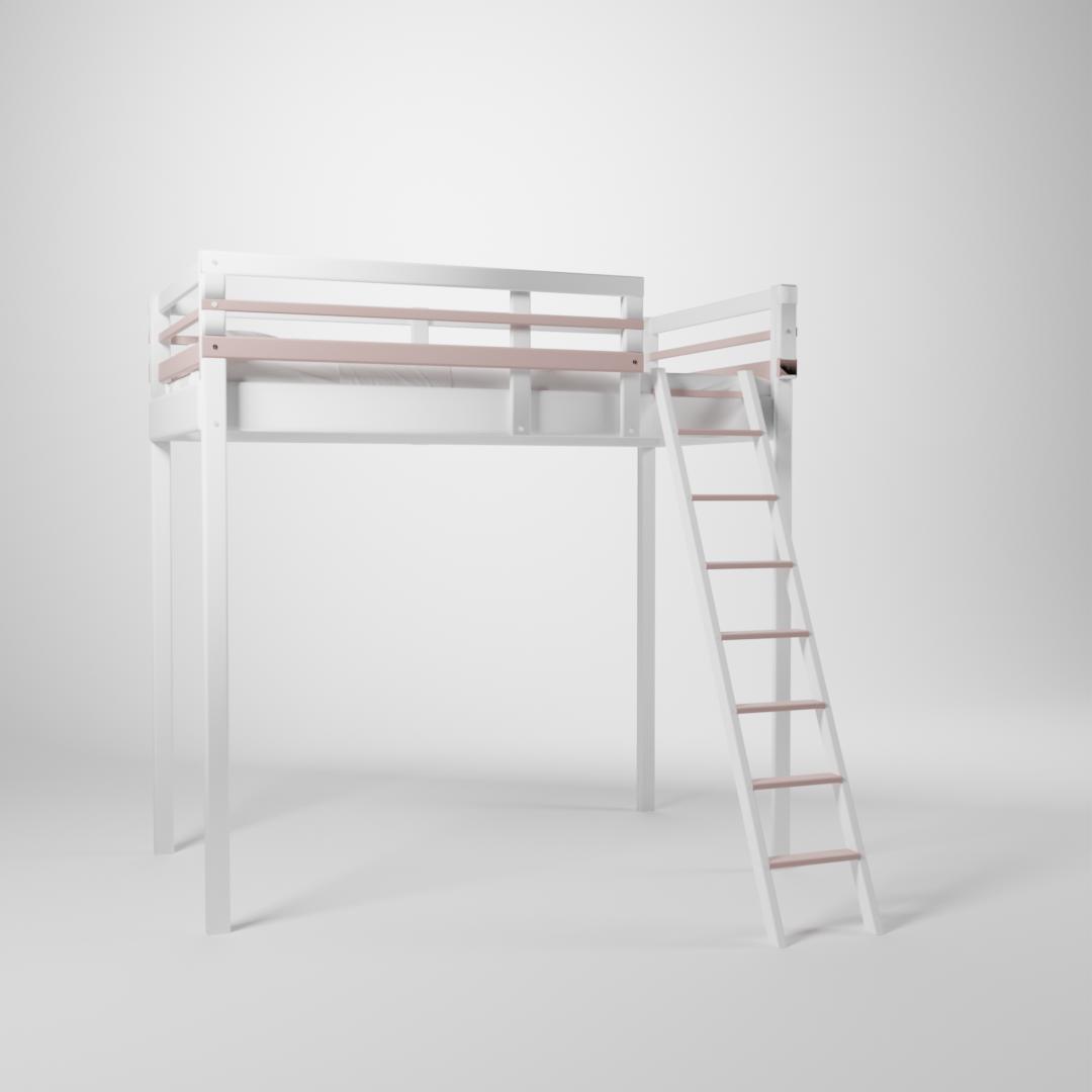 Lit surélevé Jeune Urbaine. Cette mezzanine de couchage 90x190cm est accessible par une échelle sécurisée.