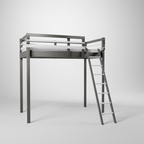 Lit surélevé Jeune Urbaine. Cette mezzanine de couchage 90x190cm est accessible par une échelle sécurisée.