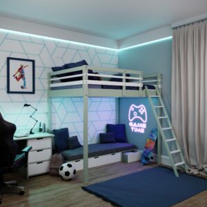 Lit mezzanine avec coin cosy ado