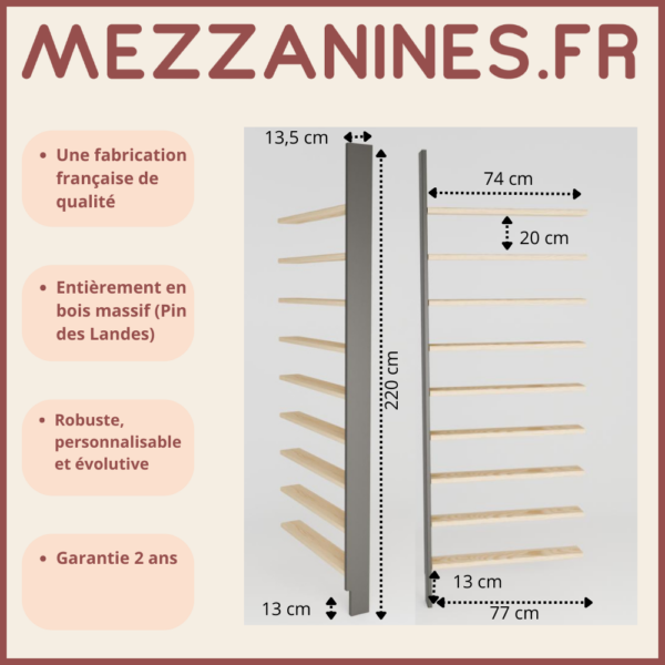 Fiche technique d'Étagère Bibliothèque pour Manga sur Mezzanines.fr la référence du gain de place premium.