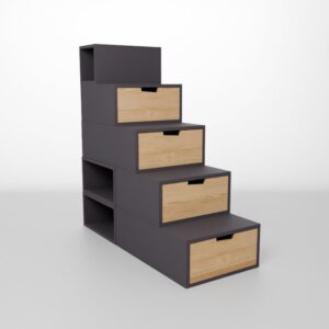 Escalier de rangement en cube modulable Brick It pour mezzanine hauteur 120cm