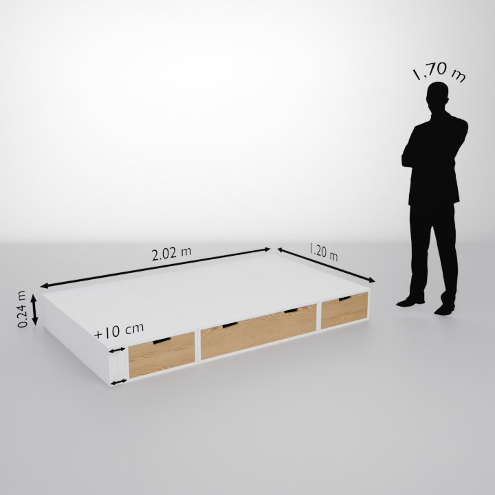 Info technique lit podium couchage 120x200