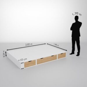 Info technique lit podium couchage 140x200