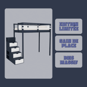 Édition limitée - Lit mezzanine avec escalier Brick Bleu Astral