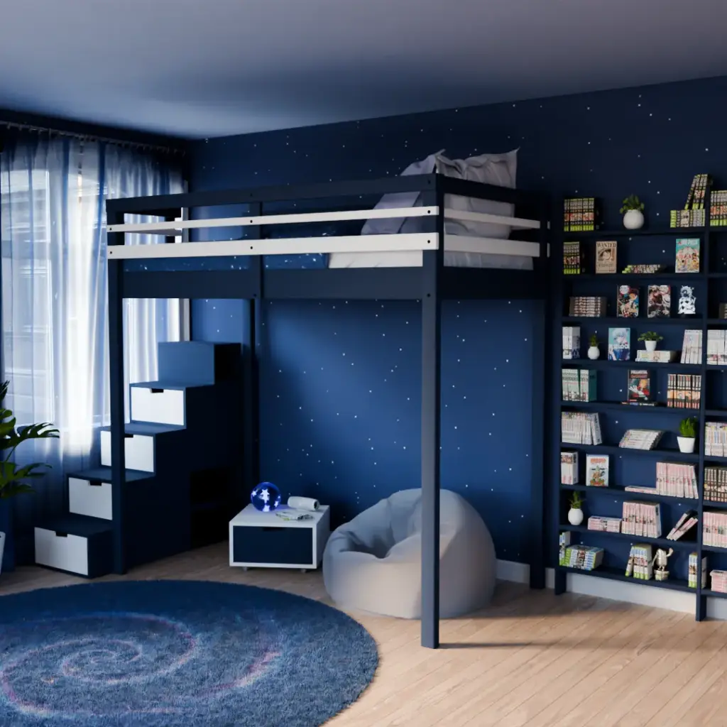 Lit_Mezzanine_Bibliotheque_Bleu_Astral