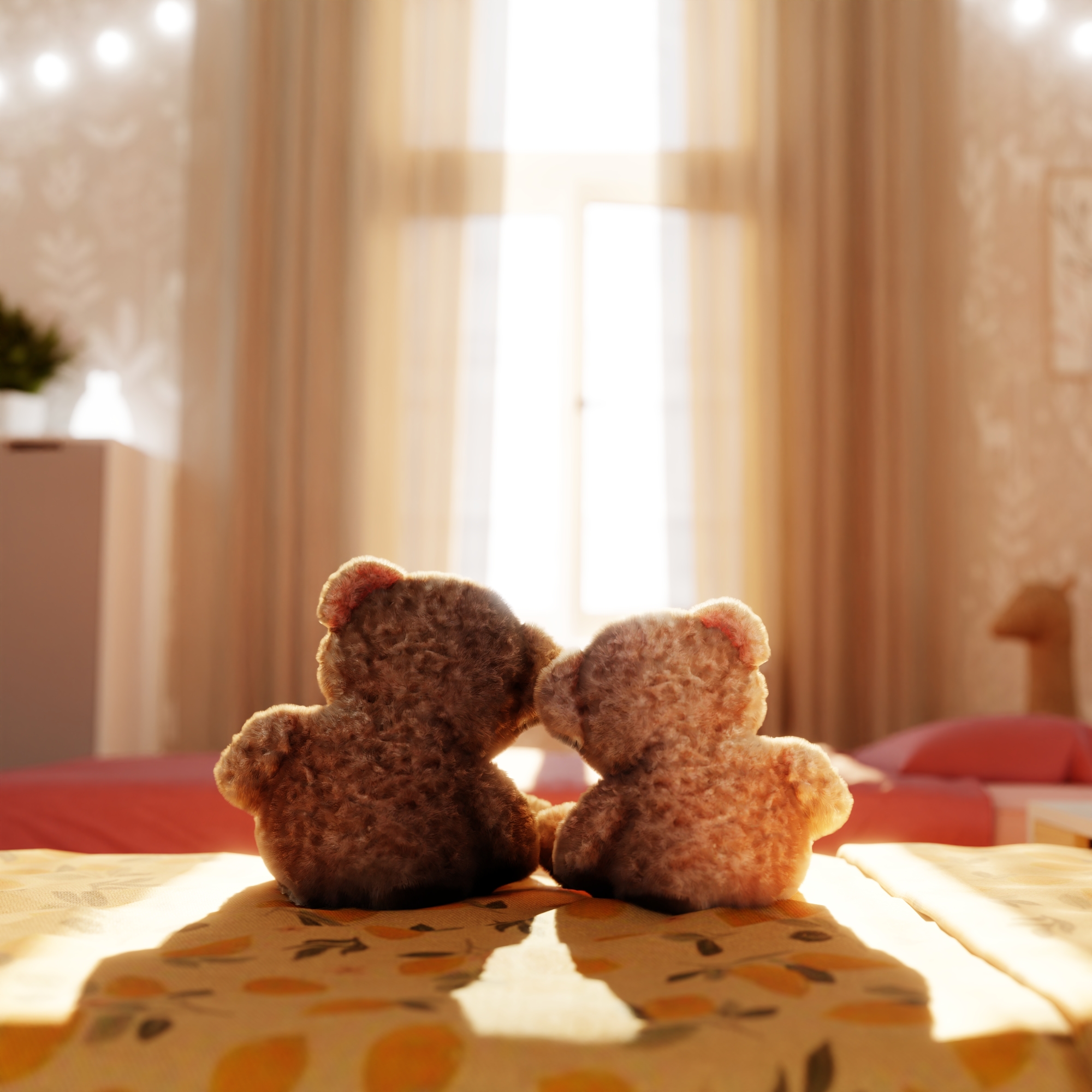 Vue arrière de deux oursons en peluche, des produits durables conçus pour durer
